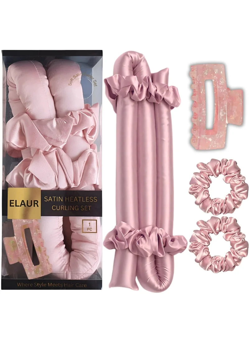 إيلور مجموعة بكرات الشعر Satin بدون حرارة لتجعيد الشعر بدون حرارة | أدوات تجعيد الشعر بدون حرارة طوال الليل للنوم | عصابة رأس لتجعيد الشعر للشعر القصير والطويل | أداة تجعيد الشعر