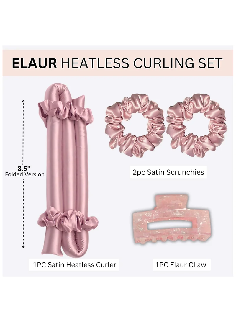 إيلور مجموعة بكرات الشعر Satin بدون حرارة لتجعيد الشعر بدون حرارة | أدوات تجعيد الشعر بدون حرارة طوال الليل للنوم | عصابة رأس لتجعيد الشعر للشعر القصير والطويل | أداة تجعيد الشعر
