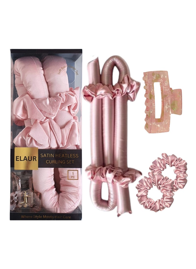 إيلور مجموعة بكرات الشعر Satin بدون حرارة لتجعيد الشعر بدون حرارة | أدوات تجعيد الشعر بدون حرارة طوال الليل للنوم | عصابة رأس لتجعيد الشعر للشعر القصير والطويل | أداة تجعيد الشعر  - Image 1
