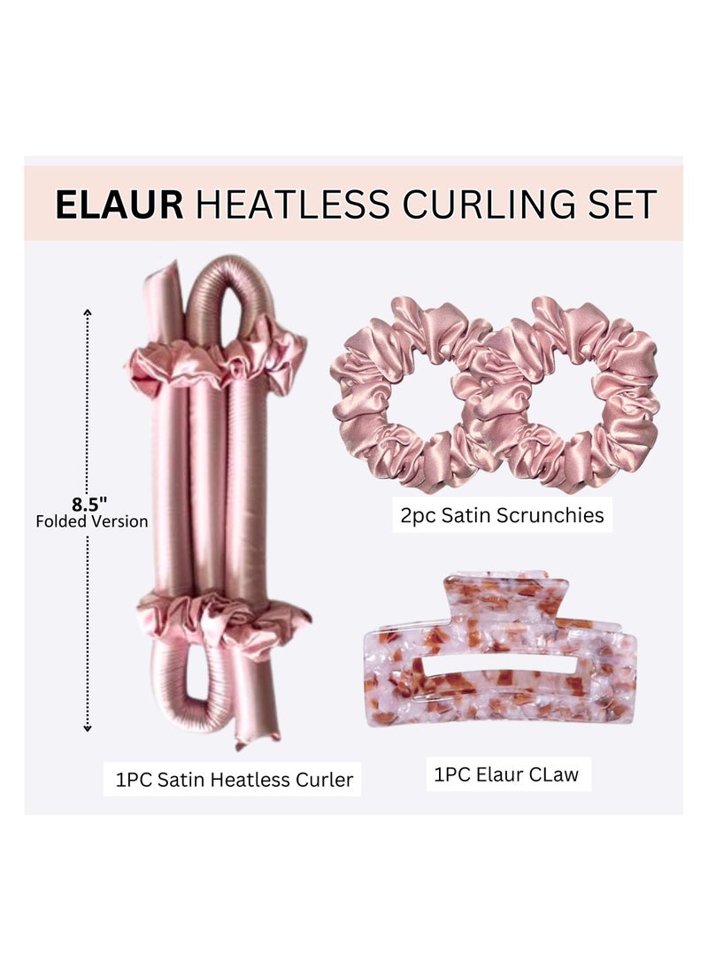 إيلور مجموعة بكرات الشعر Satin بدون حرارة لتجعيد الشعر بدون حرارة | أدوات تجعيد الشعر بدون حرارة طوال الليل للنوم | عصابة رأس لتجعيد الشعر للشعر القصير والطويل | أداة تجعيد الشعر  - Image 2