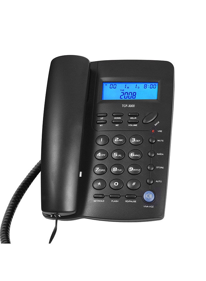 Generic TCF3000 Black Corded Phone with Memory Key Landline Phone Telephone Support Hands-Free/Redial/Flash/Speed Dial/Ring Volume Control for Elderly Seniors Home Office Business Hotel  - Image 1