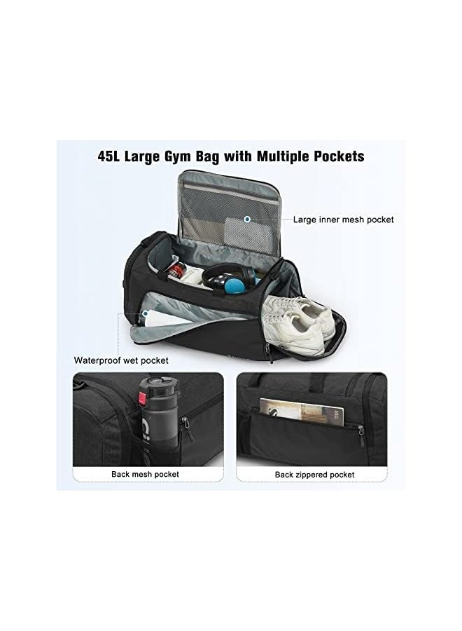 G4Free 45L/60L 3 Ways Sport Duffle Backpack Gym Bag with Wet Pocket & Shoes Compartment for Men Women Travel Weekender Overnight - Image 2