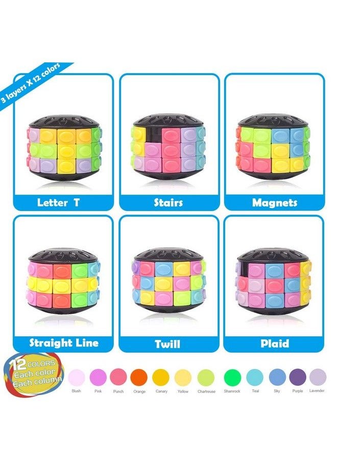 R.Y.Toys Rotate And Slide Puzzlepatented Fidget Cube(Restore Order/Create Patterns) 12 Colors,3 Layersopen Cover For Quick Play,Fidget Toys,Brain Teaser,Sensory Toys,Easter Basket Stuffer  - Image 3