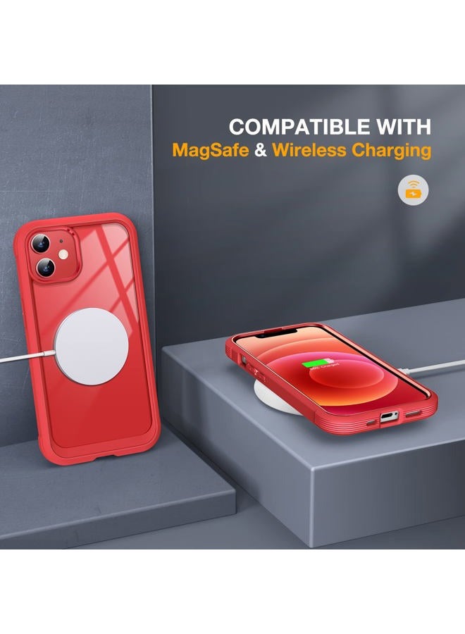 Miracase Glass Series for iPhone 12/12 Pro Case 6.1 inch, Upgraded Full-Body Rugged Phone Bumper Case Cover with Built-in 9H Tempered Glass Screen Protector and Camera Protector, Red - Image 5