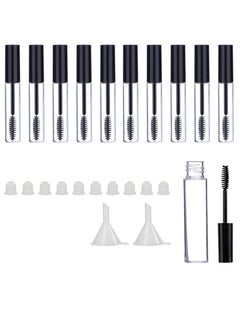 10-Piece Empty Mascara Tube 10ml Eyelash Cream Container Bottle with Mini Funnels and Leak Stoppers for Applying Castor Oil and DIY Cosmetics