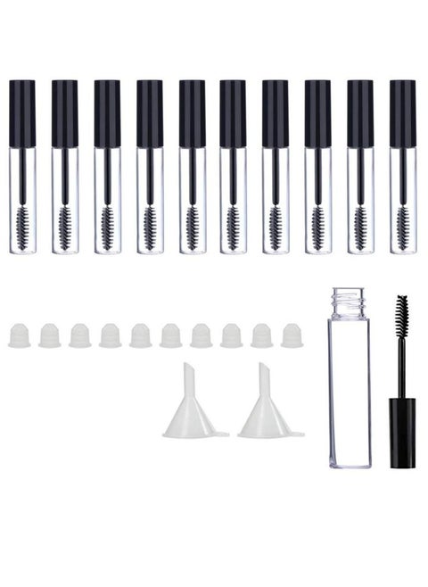 10-Piece Empty Mascara Tube 10ml Eyelash Cream Container Bottle with Mini Funnels and Leak Stoppers for Applying Castor Oil and DIY Cosmetics