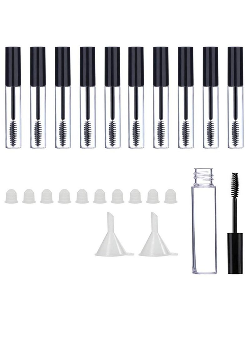 Generic - 10-Piece Empty Mascara Tube 10ml Eyelash Cream Container Bottle with Mini Funnels and Leak Stoppers for Applying Castor Oil and DIY Cosmetics - Image 1