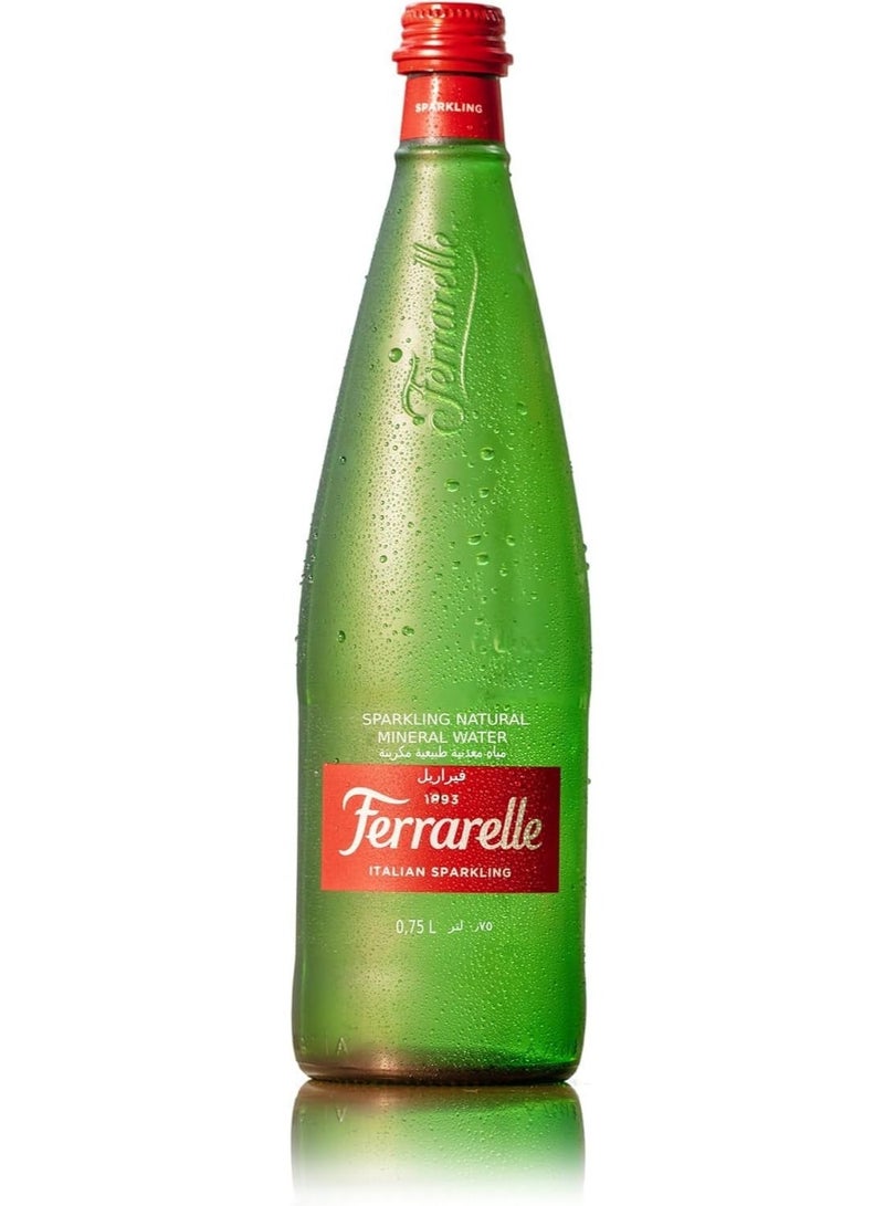 فيراريل مياه معدنية طبيعية فوارة فراريللي 750 مل × 12 زجاجة  فوار إيطالي فاخر - Image 1
