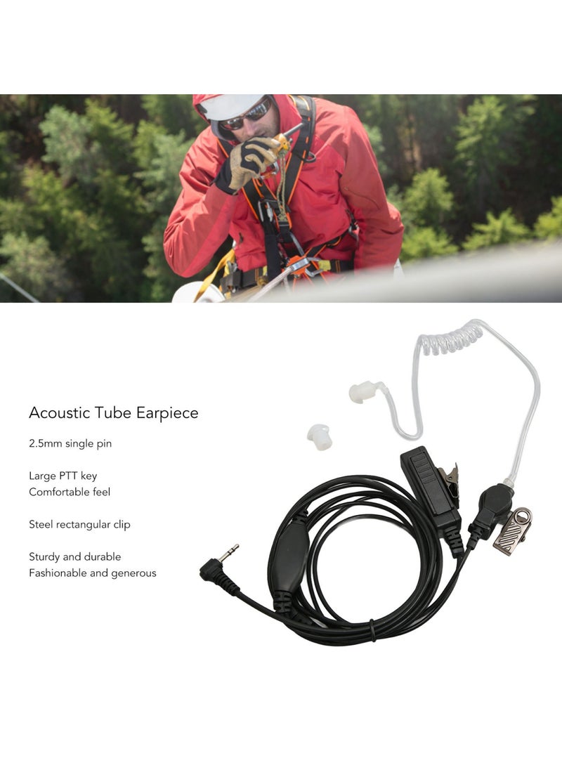 Generic 2.5mm Acoustic Tube Earpiece Single Pin PTT Button Walkie Talkie Headset with Steel Clip for Motorola for Talkabout Black 5Pcs  - Image 2