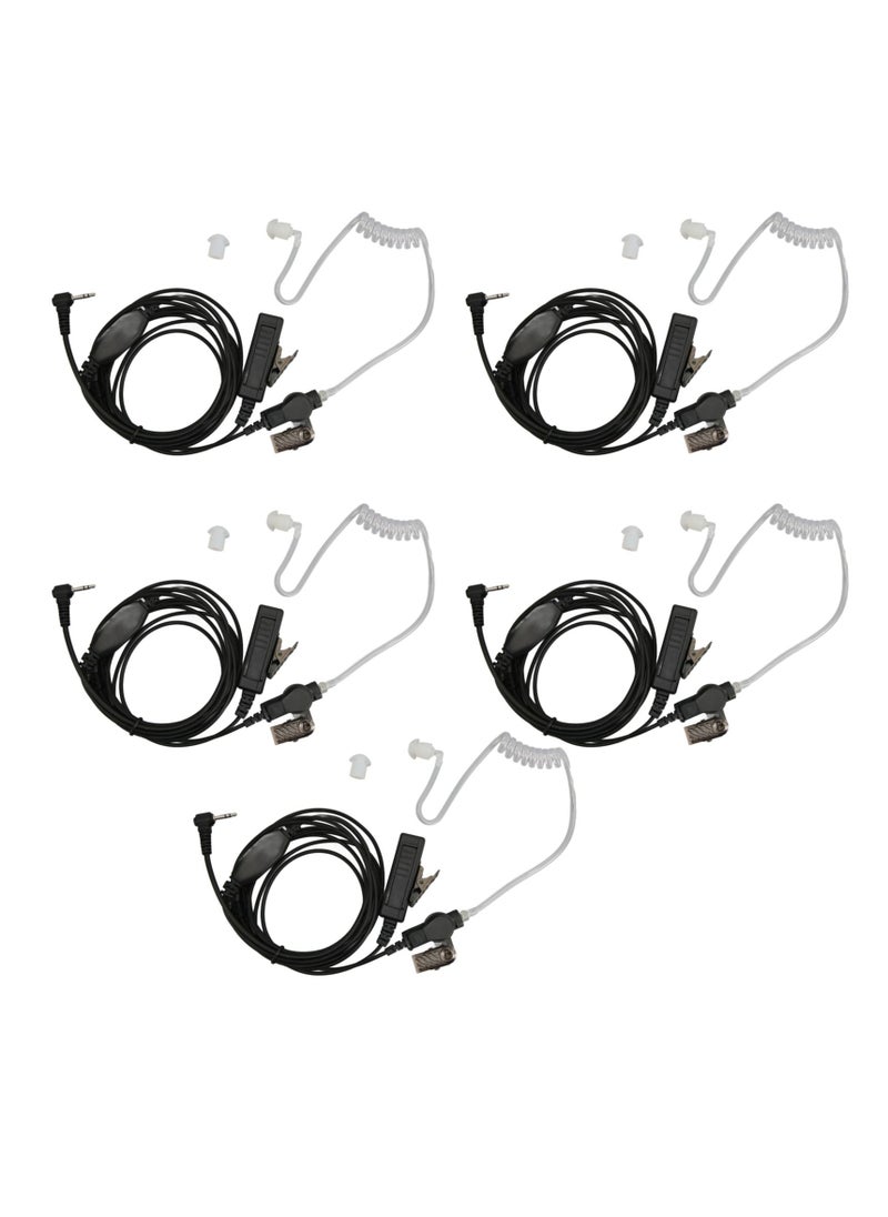Generic 2.5mm Acoustic Tube Earpiece Single Pin PTT Button Walkie Talkie Headset with Steel Clip for Motorola for Talkabout Black 5Pcs  - Image 1