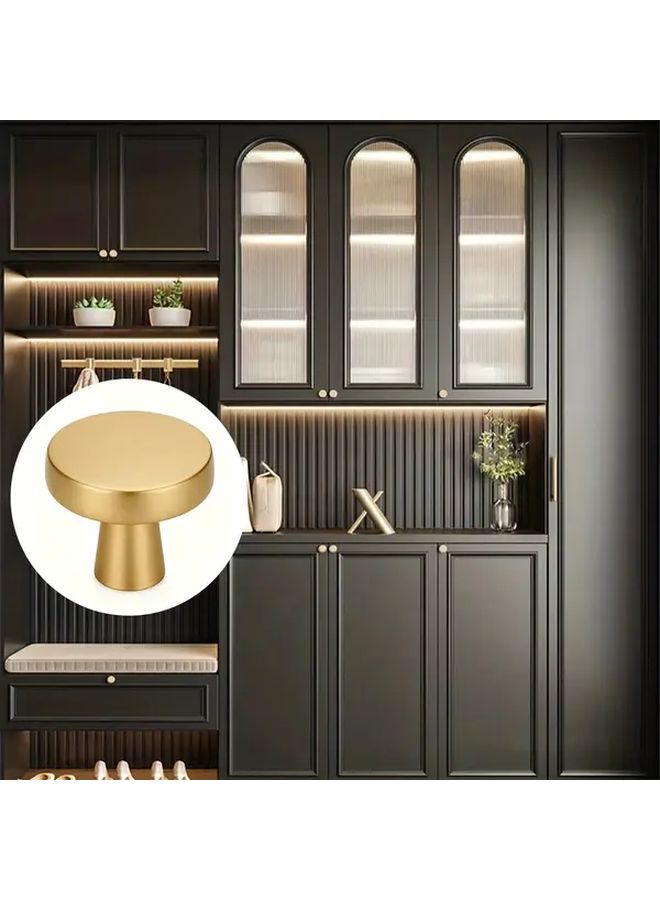 10 Golden Round Furniture Handles With Screws For Cabinet Door Drawer - Image 5