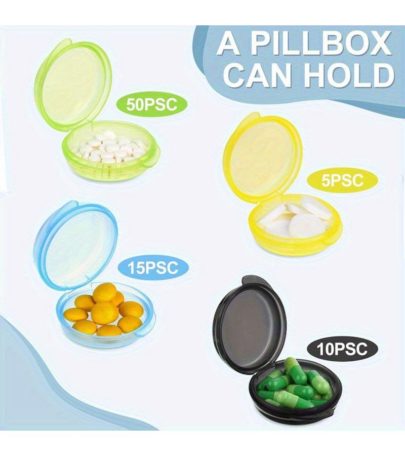 7 Pcs Mini Pill Organizer Round Travel Medicine Storage Case Portable Container - Image 5