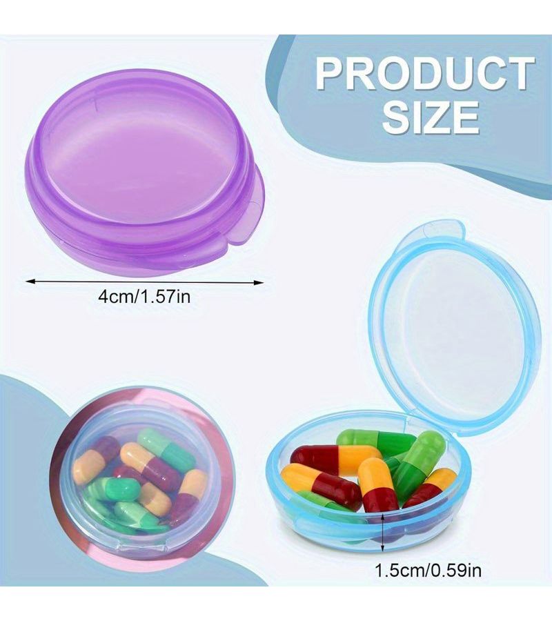 7 Pcs Mini Pill Organizer Round Travel Medicine Storage Case Portable Container - Image 3