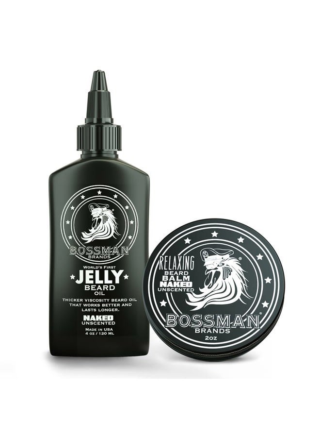 bossman Beard Oil Jelly and Relaxing Beard Balm Combo- Naked Scent - Image 1