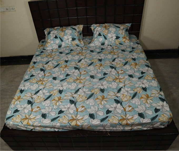 100 PURE COTTON QUEEN SIZE DOUBLE BED BED SHEET SET WITH 2 PILLOW COVERS BEDSHEET5