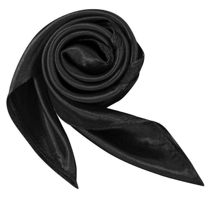 Zando Silk Head Scarf Wrap Neck Scarf Women Silk Feeling Scarf Black - Image 5