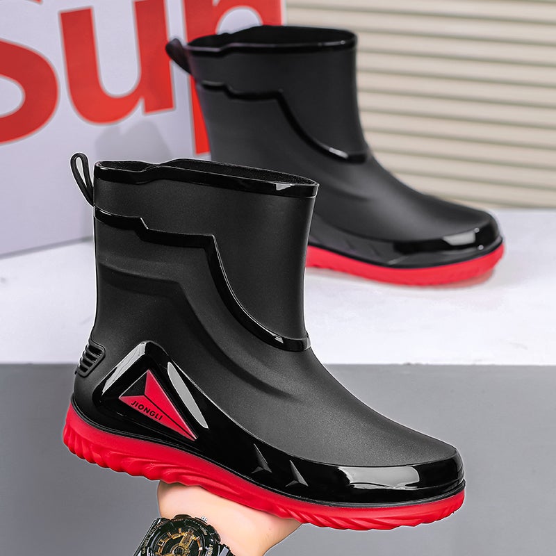 أحذية المطر الرجال 2025 الجديدة Overshoes Takeaway راكب أحذية المياه منتصف أنبوب العمل السلامة أحذية المطر - Image 1