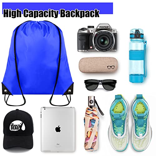 Grneric Drawstring Backpack Bulk 100Pcs Cinch Bag, Polyester Drawstring Bags for Gym Beach Sports Short Trip Party (Navy Blue) - Image 3