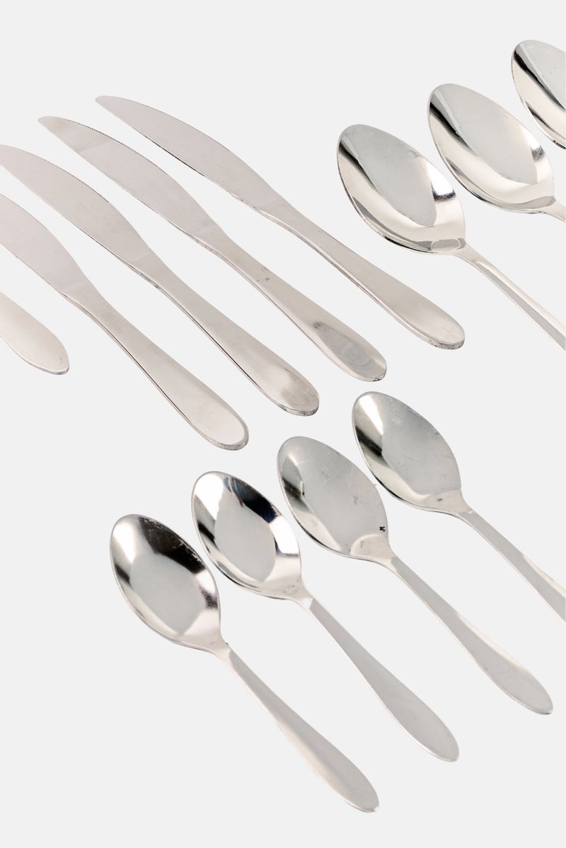 Home Basics 16 Pieces Cutlery Flatware Sleek Set, Silver - Image 3