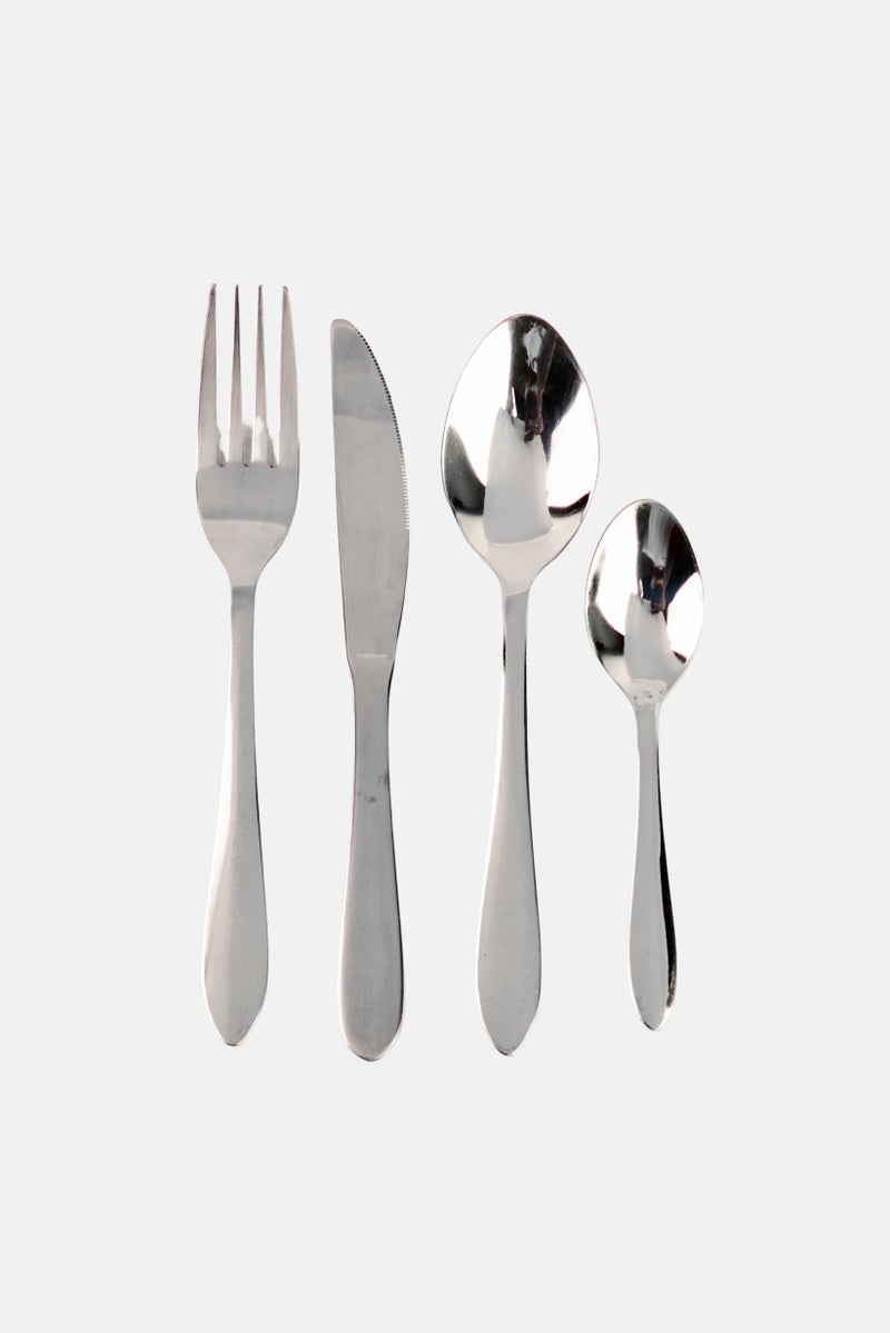 Home Basics 16 Pieces Cutlery Flatware Sleek Set, Silver - Image 2