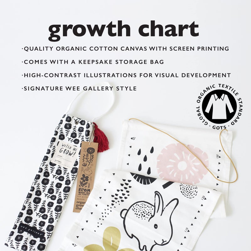 Wee Gallery Bloom Canvas Growth Chart - Wall Hanging Height Chart for Kids Made with Sustainable Organic Fabric - Stylish Child's Room Decoration - (44x13 Inches) - Image 3