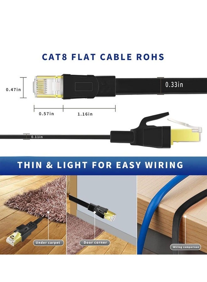 Hanayo Cat8 Ethernet Cable High Speed Internet Network LAN Cable 40Gbps 2000Mhz SFTP Patch Cord with Gold Plated RJ45 Connector for Router Modem Switch Gaming(Black,10m)  - Image 3