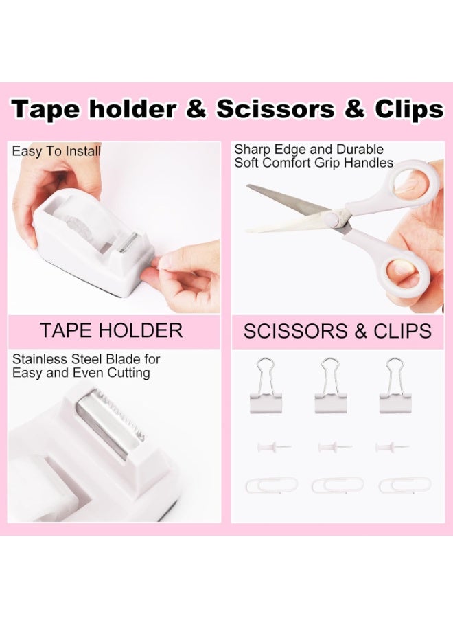 كيدل مجموعة أدوات مكتبية، منظمات مكتبية وإكسسوارات، مجموعة من 10 قطع مع حامل أقلام يدور 360 درجة، موزع شريط لاصق، دباسة، مزيل دبابيس، دبابيس، شريط لاصق، مجموعة مشابك، مسطرة، مقص، قلم - Image 3