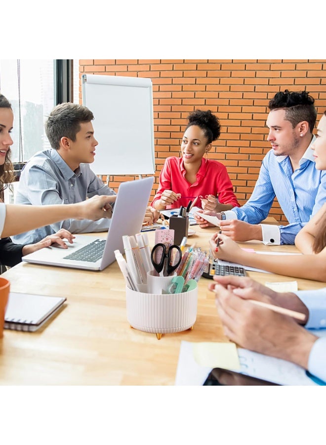 كيدل مجموعة أدوات مكتبية، منظمات مكتبية وإكسسوارات، مجموعة من 10 قطع مع حامل أقلام يدور 360 درجة، موزع شريط لاصق، دباسة، مزيل دبابيس، دبابيس، شريط لاصق، مجموعة مشابك، مسطرة، مقص، قلم - Image 2