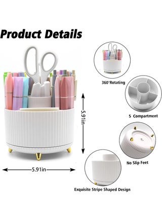 Office Stationery Set Desk Organizers and Accessories 10Pcs Set with 360-Degree Rotating Pen Holder, Tape Dispenser, Stapler, Staple Remover,  Staples, Tape, Clips Set, Ruler, Scissor, Pen - view 4