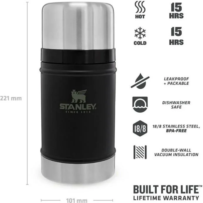 ستانلي Classic Vacuum Steel Food Thermos 0.70 Lt Black