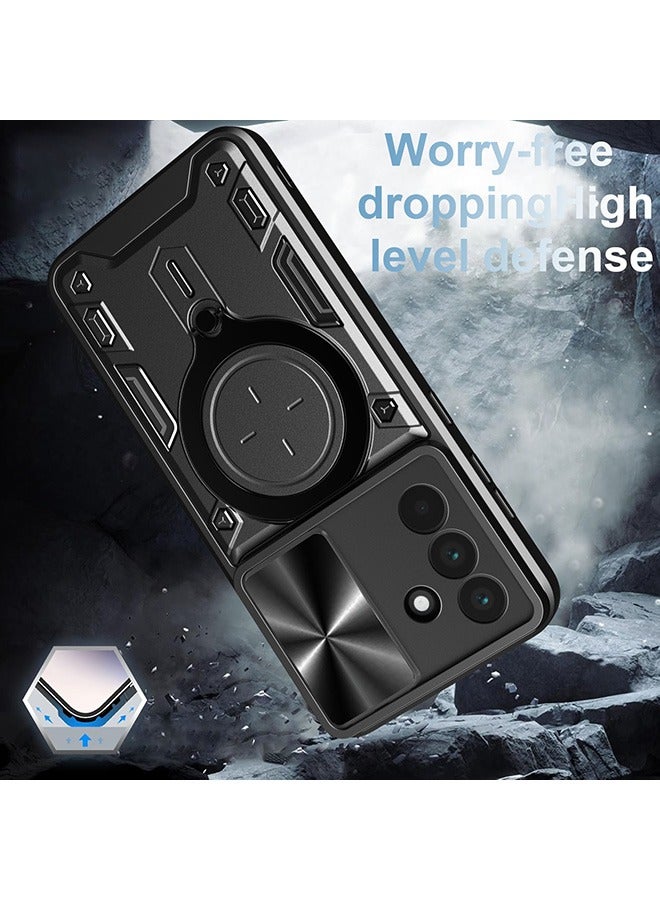 Case for Samsung Galaxy A56 5G with Slide Camera Cover and Stand Kickstand Magnetic Ring, High Quality Shockproof Protective Cover, Anti-Fall Drop Protection, Shockproof Case, Black - Image 5
