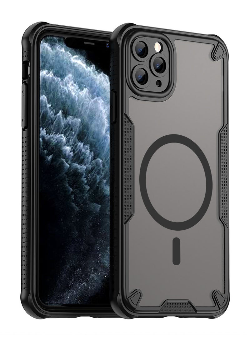 غطاء حمايه لهاتف ايفون 11 برو جراب ارمور مغناطيسي ياتي بحواف مرتفعة حول الشاشة وعدسة الكاميرا تساعد على منع الخدوش - أسود - Image 1