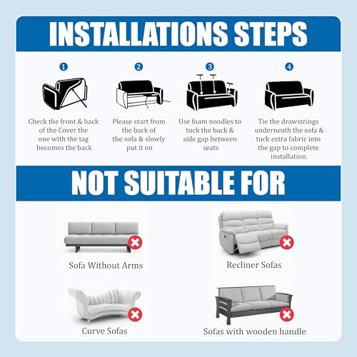 B BESTILO Sofa Cover 3 Seater and 2 Seater Fully Covered Universal 5 Seater Sofa Cover Non-Slip Sticky Elastic Stretchable Sofa Set Imported Slipcover Protector (Black Prism, Five Seater (3+1+1)) - Image 4