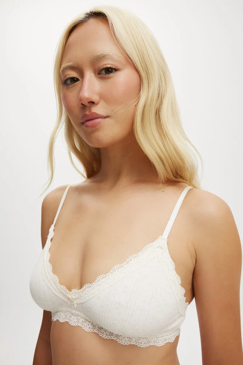 بودي Organic Cotton Lace Triangle Padded Bralette