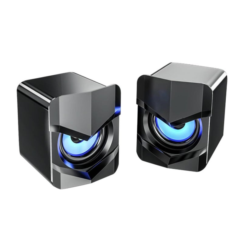 مكبرات صوت صغيرة سلكية من نوع Mini USB تعمل على الكمبيوتر مع جهارة صوت جهير سوداء لنظام الصوت المكتبي للهاتف المكتبي - Image 2