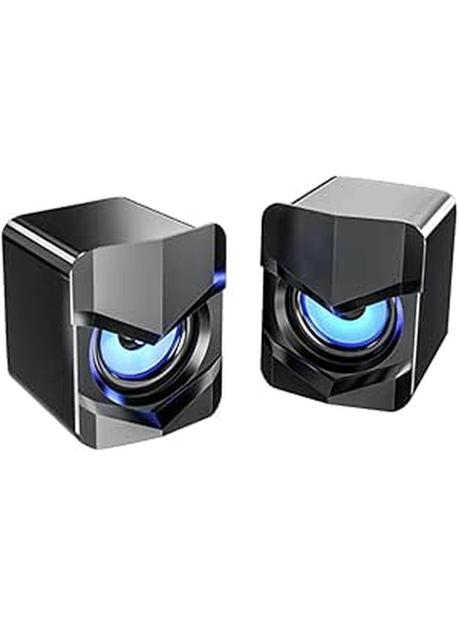 مكبرات صوت صغيرة سلكية من نوع Mini USB تعمل على الكمبيوتر مع جهارة صوت جهير سوداء لنظام الصوت المكتبي للهاتف المكتبي - Image 1