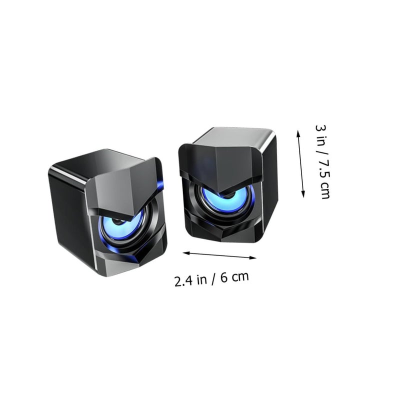 مكبرات صوت صغيرة سلكية من نوع Mini USB تعمل على الكمبيوتر مع جهارة صوت جهير سوداء لنظام الصوت المكتبي للهاتف المكتبي - Image 3