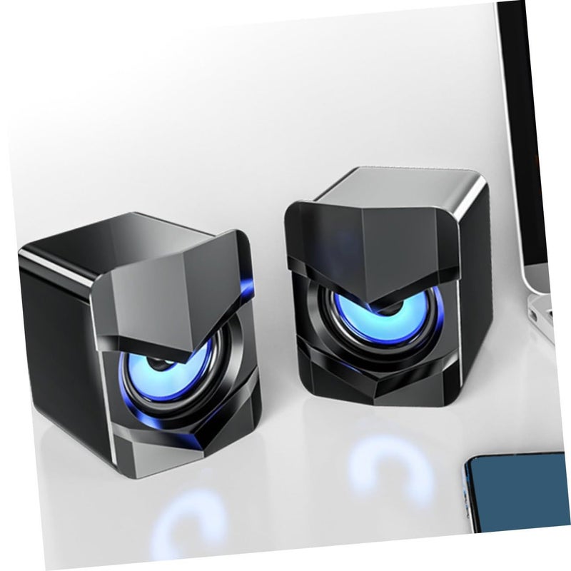 مكبرات صوت صغيرة سلكية من نوع Mini USB تعمل على الكمبيوتر مع جهارة صوت جهير سوداء لنظام الصوت المكتبي للهاتف المكتبي - Image 5