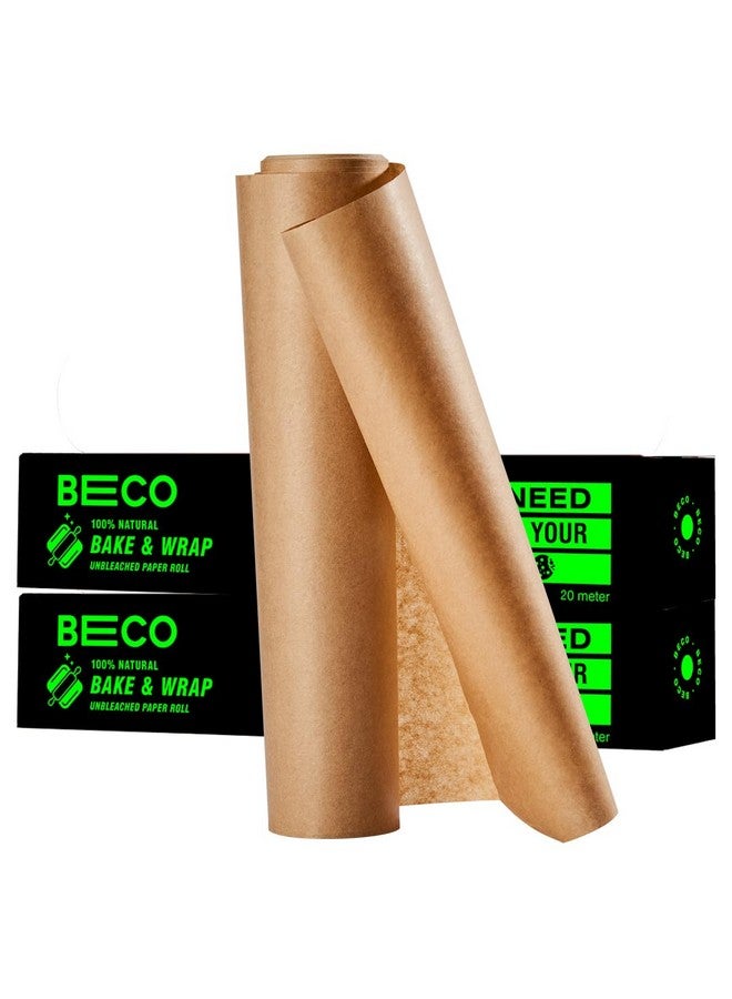 BECO ورق الخبز والتغليف المتميز الصديق للبيئة من بيكو | 40 متر | 11" × 20 متر لفة (عبوة من 2) | ورق طهي وخبز خالي من المواد الكيميائية | 100% لب الخيزران - Image 1