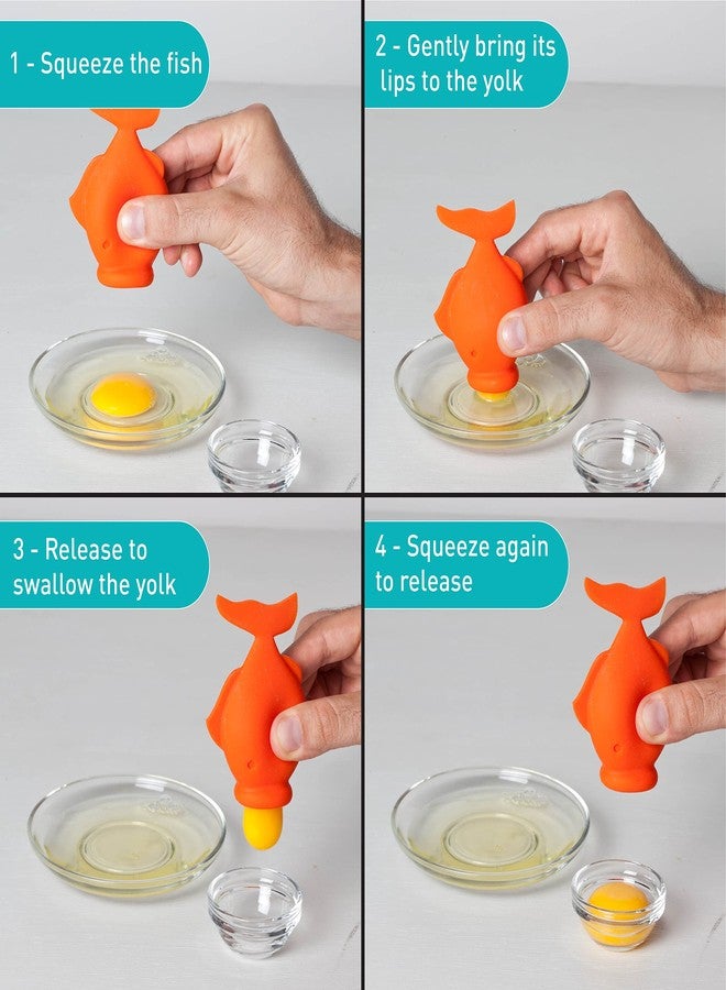 Peleg Design Egg Separator for Raw Eggs - Silicone Egg Yolk and White Separator, YolkFish Lips Swallow Release - Cute Kitchen Tool Gadget for Cooking/Baking - Image 3