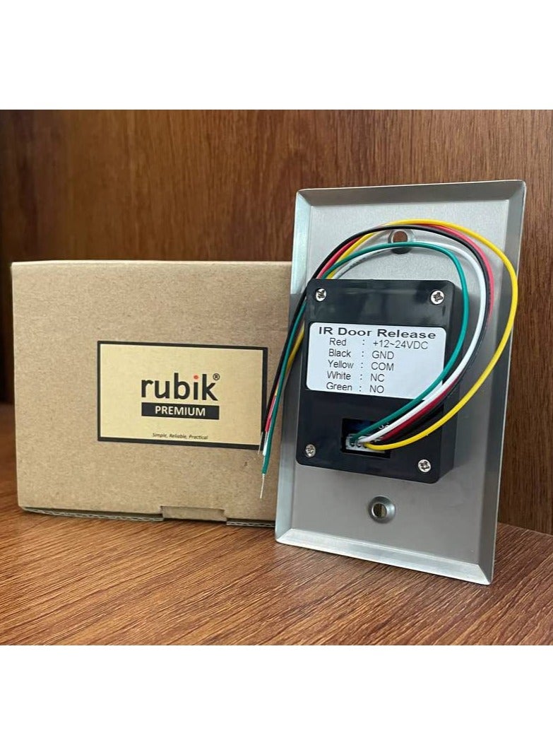 Rubik No Touch Door Release Exit Button Sensor with LED, Vertical Contactless IR Control Switch Stainless Steel Panel Input DC12V Output NO/COM for Access Control Door Gate Automation Electronic Locks  - Image 5