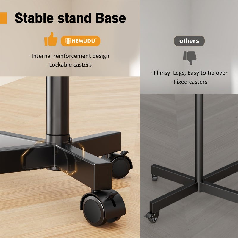 Hemudu Mobile TV Stand for 23-60 Inch LCD LED Flat/Curved Screen TVs, TV Cart Holds up to 77Lbs, Rolling TV Stand with Tilt, Height Adjustable, Pole TV Floor Stand with Shelf Max VESA 400x400mm - Image 5