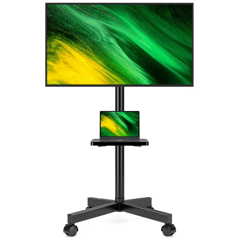 Hemudu Mobile TV Stand for 23-60 Inch LCD LED Flat/Curved Screen TVs, TV Cart Holds up to 77Lbs, Rolling TV Stand with Tilt, Height Adjustable, Pole TV Floor Stand with Shelf Max VESA 400x400mm - Image 1