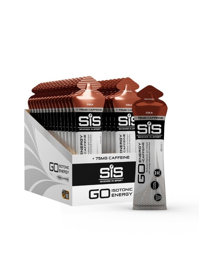 SIS GO Isotonic Energy Gels | 75mg Caffeine | 22g Carbohydrates | Low Sugar | Easily Digestible | Gluten Free | No Water Needed | Running Gels | Cola Flavour | 30 Pack - Image 1
