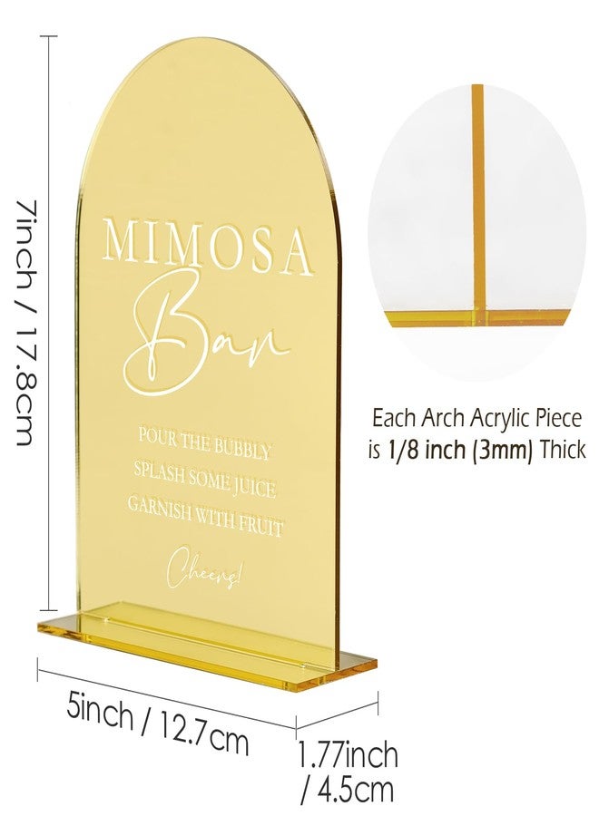 JINMURY Gold Acrylic Mimosa Bar Sign- Arched Acrylic Wedding Sign and Base,1/8" Thick | Modern Calligraphy Arch Acrylic Sign for Wedding & Party (Gold, 5x7 Inch) - Image 3