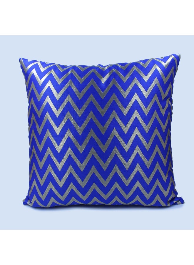 بيفت غطاء وسادة BYFT Orchard مقاس 18 × 18 بوصة (تصميم متعرج - أزرق ملكي) غطاء وسادة مزخرف فاخر مقاس 45 × 45 سم للأريكة والسرير وغرفة المعيشة - مجموعة من قطعتين مع حشوات  - Image 2