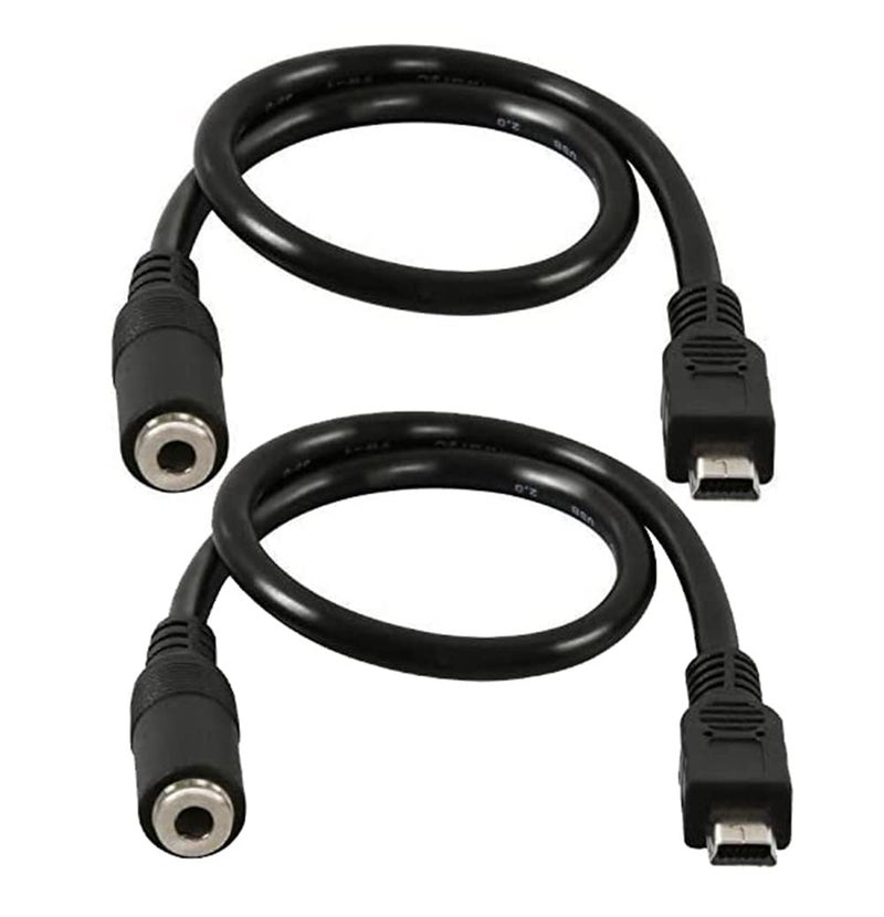 كابل صوتي صغير USB ذكر إلى 3.5 مم أنثى (عبوة 2) لمحول ميكروفون كليب نشط - 1 قدم