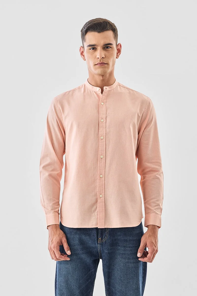 سنيتش قميص بياقة ماندرين من مزيج الكتان