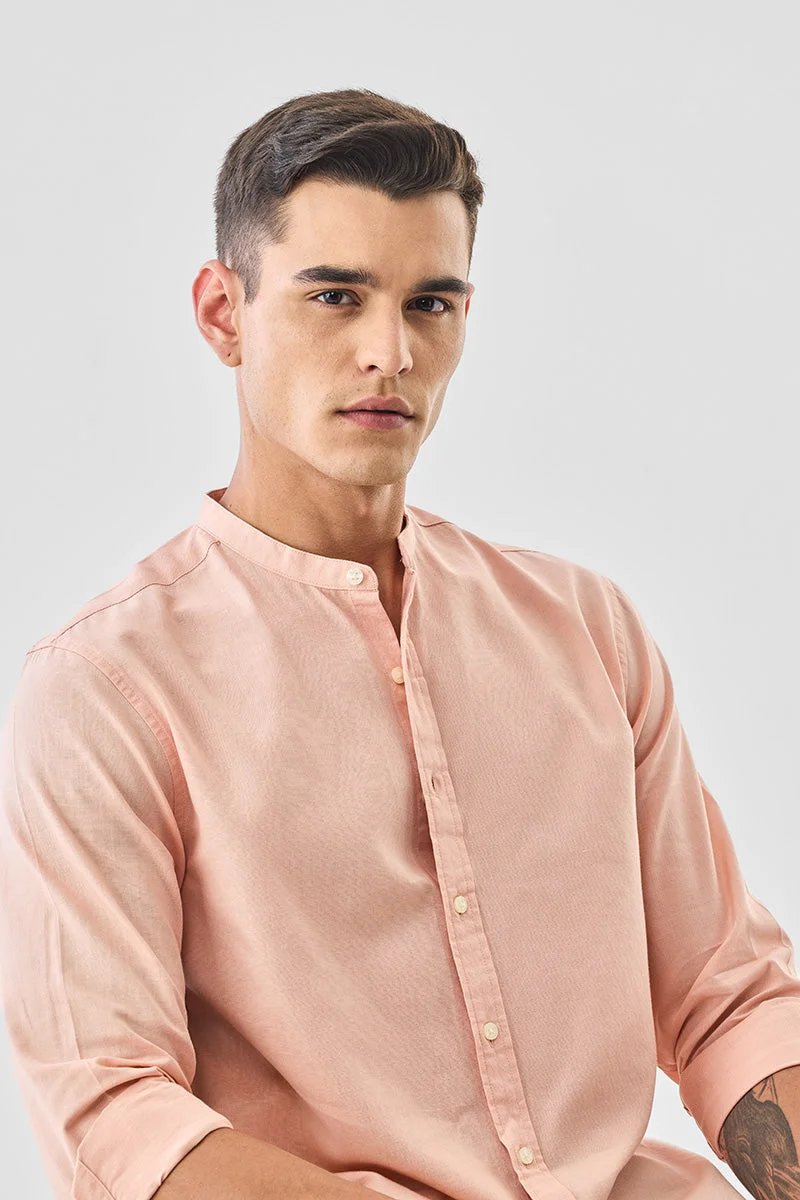 SNITCH Linen Blend Mandarin Collar Shirt