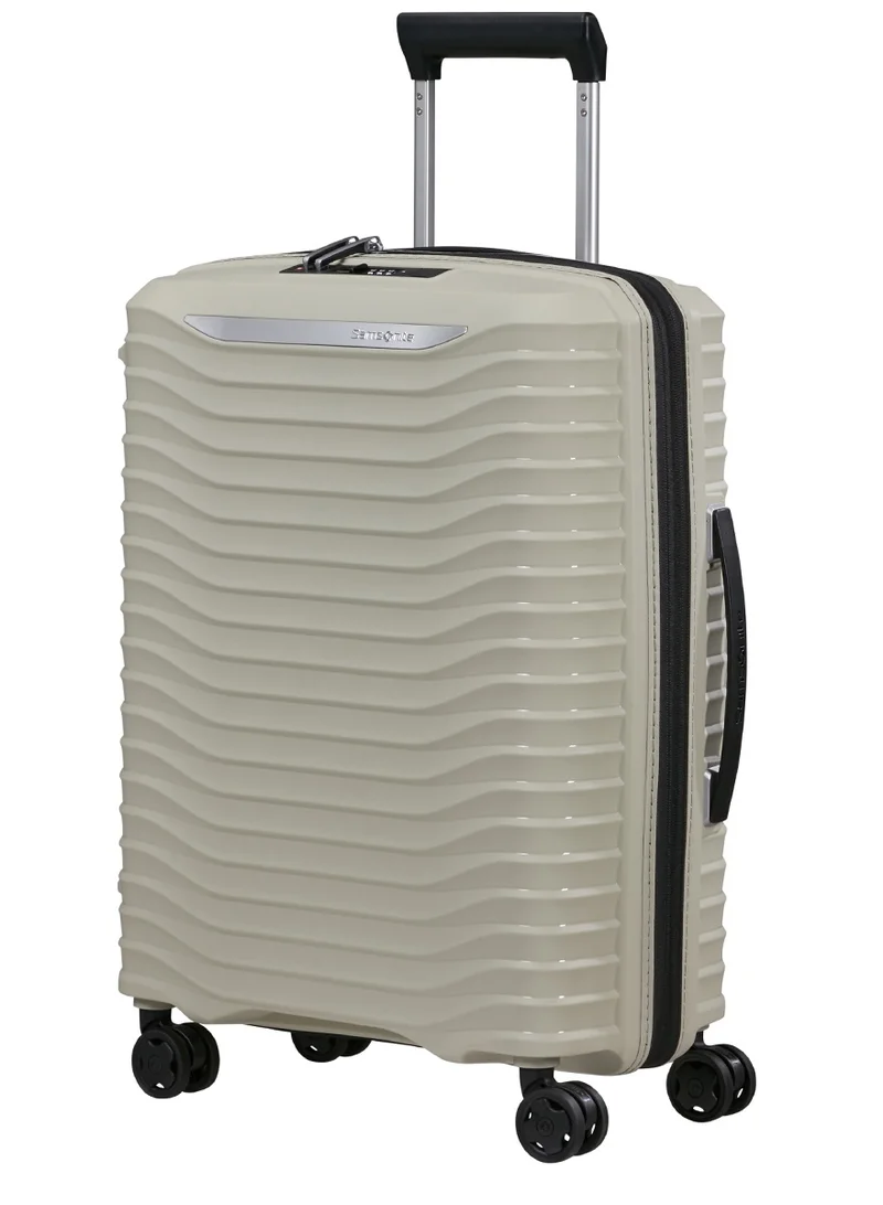 سامسونايت Upscape Suitcase Cabin Size 55 cm / 20 inch, 4 Spinner Wheels, Polypropylene, Warm Neutral|Inner Mesh Pocket|Expandable|Removable Divider|TSA Lock|USB Port - 10 Years International Warranty